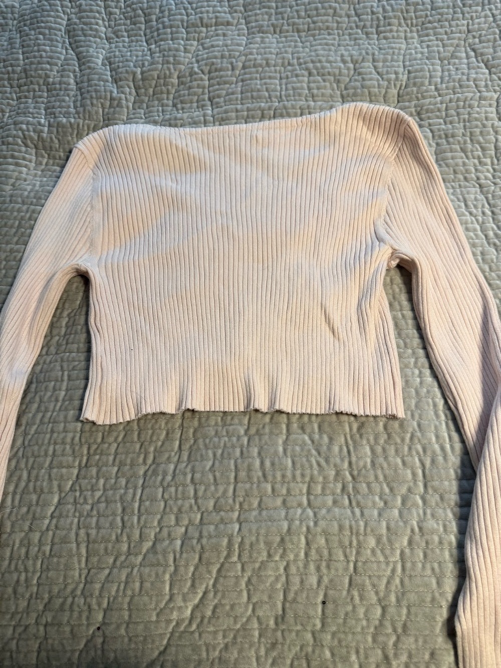 AE Ribbed Cropped Button-Up Cardigan - Light Pink - Picture 4 of 4